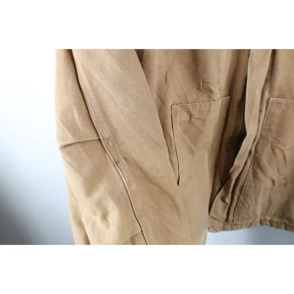 Vtg Carhartt Mens 48T Distressed Spell Out Quilted Arctic Jacket Duck Brown USA
